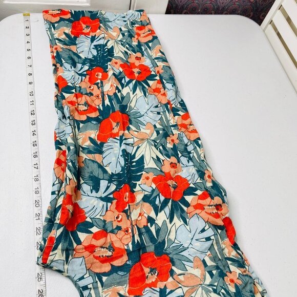 C&C California Women's Linen Wide Leg High Rise Pants Size M Floral Pull On - Picture 8 of 9